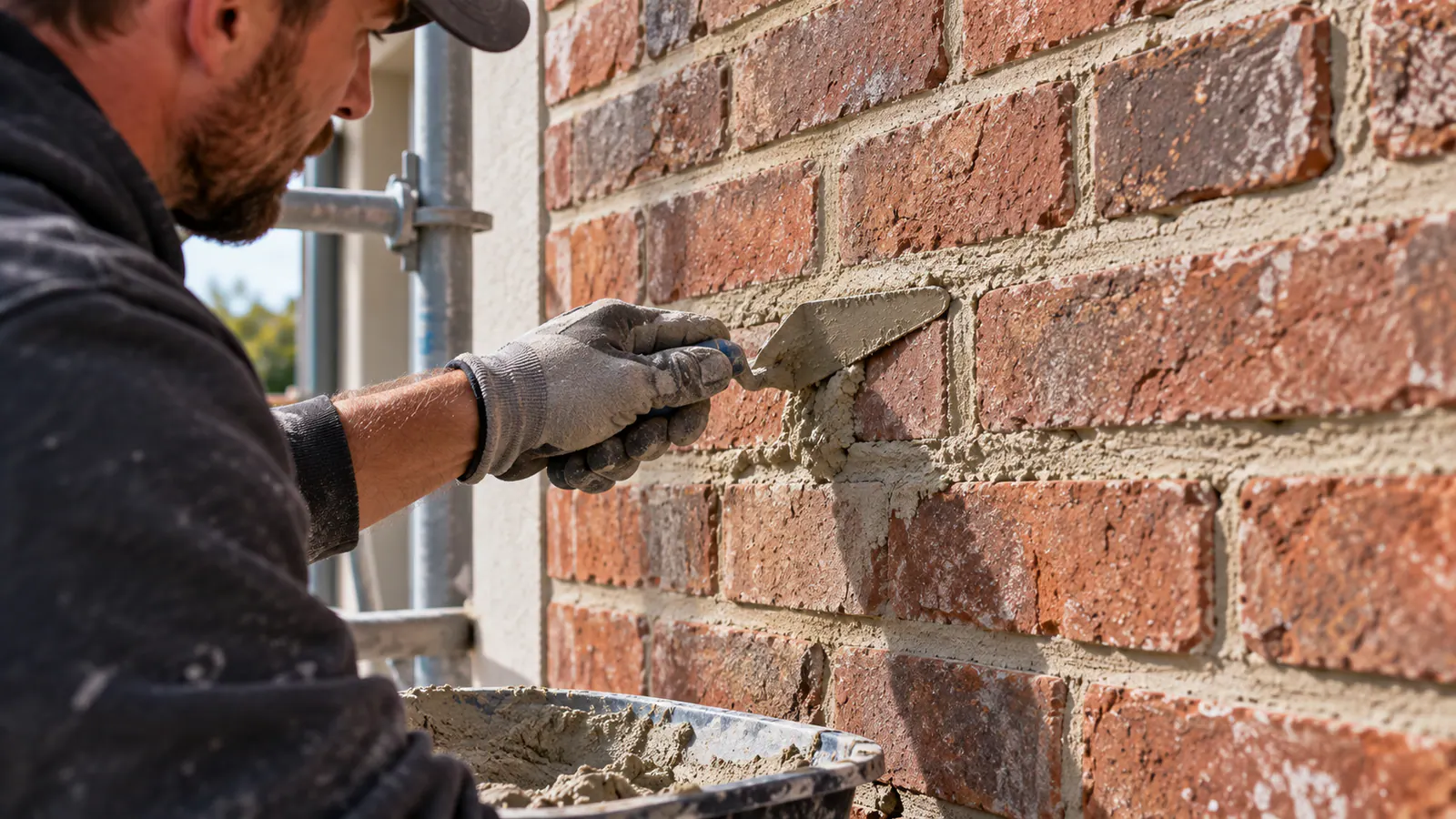 Application de nouveaux joints sur une façade en briques