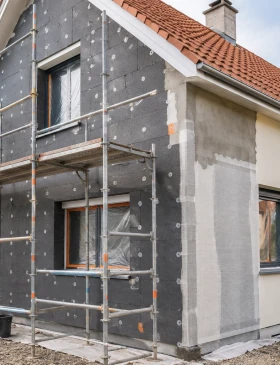 Avant après isolation thermique par l'extérieur et rénovation de façade