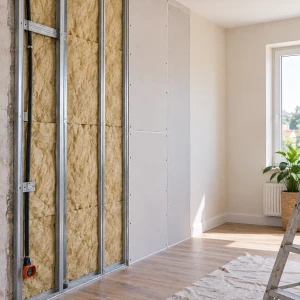 Isolation et plâtrerie lors de la rénovation d'un mur intérieur
